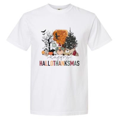 Happy Hallothanksmas Skeleton Turkey Christmas Halloween Garment-Dyed Heavyweight T-Shirt