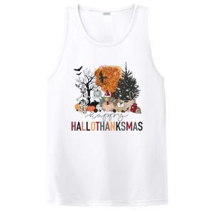 Happy Hallothanksmas Skeleton Turkey Christmas Halloween PosiCharge Competitor Tank