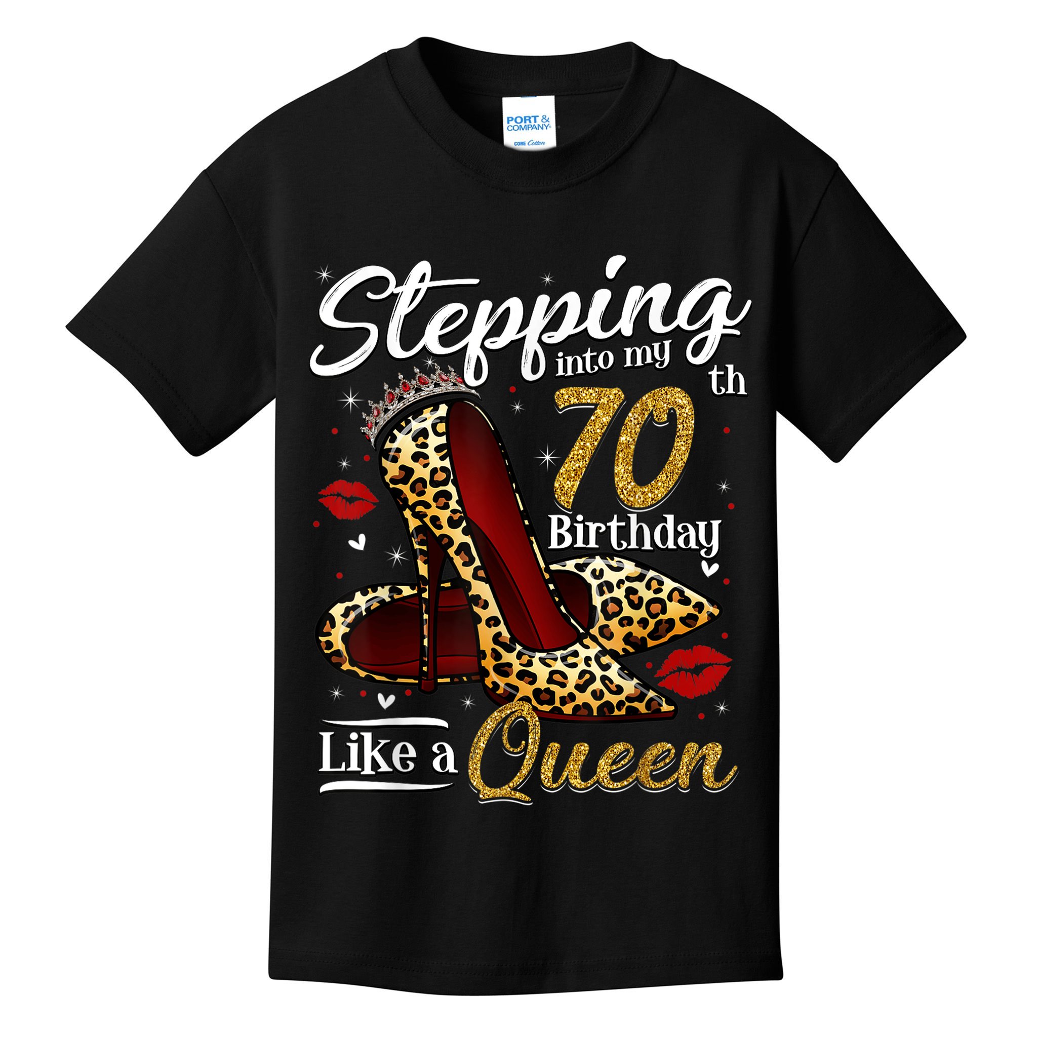 High Heels Stepping Into My 70th Birthday 70 and Fabulous Kids T-Shirt