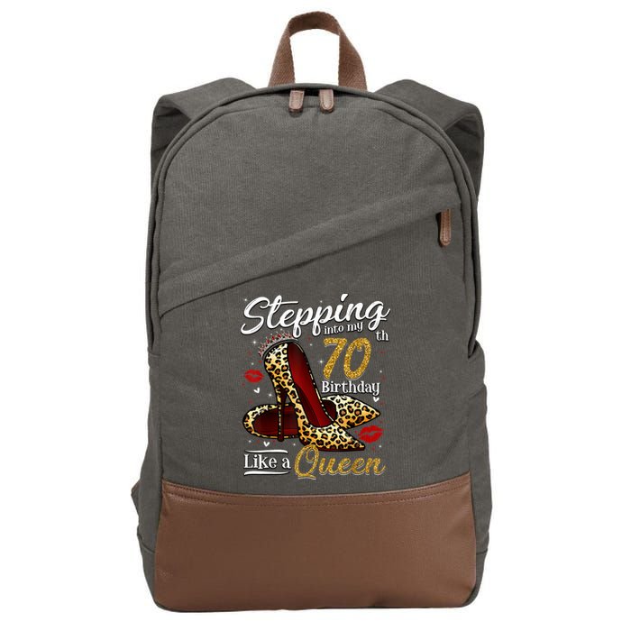 High Heels Stepping Into My 70th Birthday 70 and Fabulous Cotton Canvas Backpack