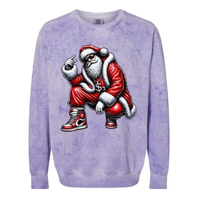 Hip Hop Santa Rapper Christmas Colorblast Crewneck Sweatshirt