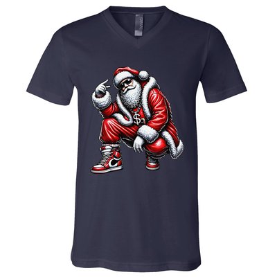 Hip Hop Santa Rapper Christmas V-Neck T-Shirt