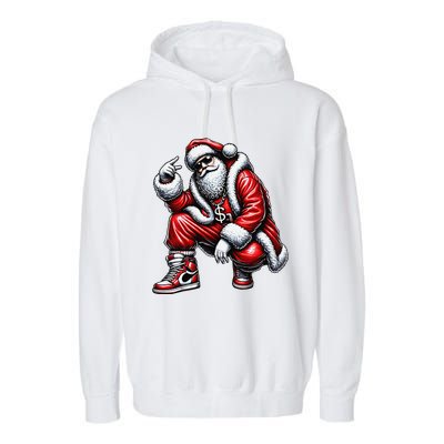 Hip Hop Santa Rapper Christmas Garment-Dyed Fleece Hoodie