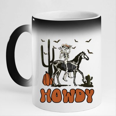 Halloween Howdy Skeleton With Horse And Cowboy Hat 11oz Black Color Changing Mug