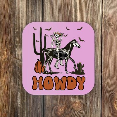 Halloween Howdy Skeleton With Horse And Cowboy Hat Coaster