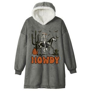 Halloween Howdy Skeleton With Horse And Cowboy Hat Hooded Wearable Blanket