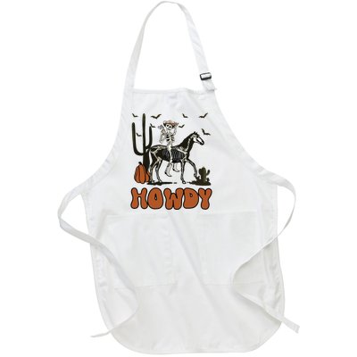 Halloween Howdy Skeleton With Horse And Cowboy Hat Full-Length Apron With Pockets