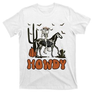 Halloween Howdy Skeleton With Horse And Cowboy Hat T-Shirt