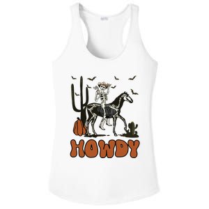 Halloween Howdy Skeleton With Horse And Cowboy Hat Ladies PosiCharge Competitor Racerback Tank