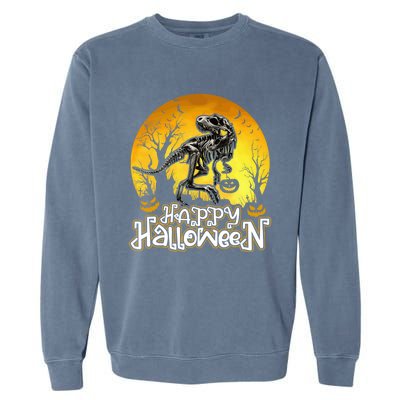 Happy Halloween Spooky Trex Skeleton Dinosaur Gift Garment-Dyed Sweatshirt