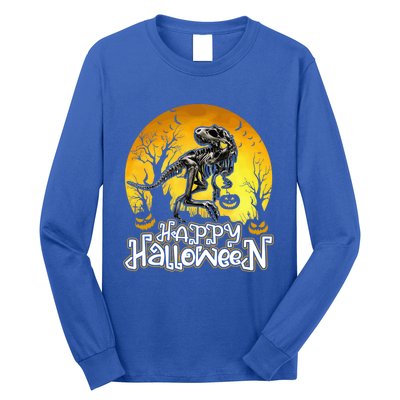 Happy Halloween Spooky Trex Skeleton Dinosaur Gift Long Sleeve Shirt