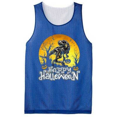 Happy Halloween Spooky Trex Skeleton Dinosaur Gift Mesh Reversible Basketball Jersey Tank