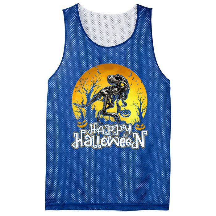 Happy Halloween Spooky Trex Skeleton Dinosaur Gift Mesh Reversible Basketball Jersey Tank