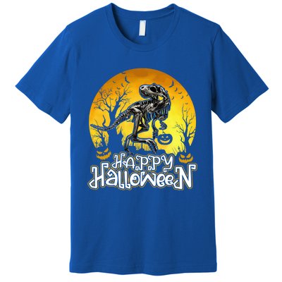 Happy Halloween Spooky Trex Skeleton Dinosaur Gift Premium T-Shirt