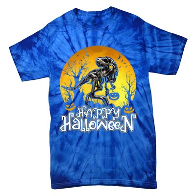 Happy Halloween Spooky Trex Skeleton Dinosaur Gift Tie-Dye T-Shirt