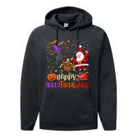 Happy Hallothanksmas Skeleton Pumpkin Turkey Santa Dancing Performance Fleece Hoodie