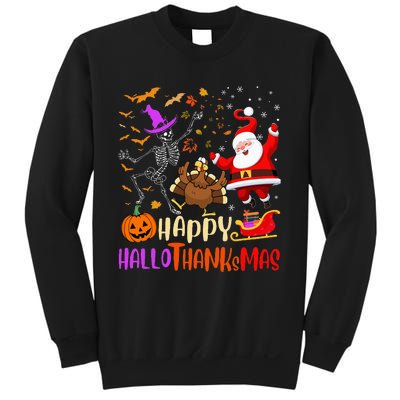 Happy Hallothanksmas Skeleton Pumpkin Turkey Santa Dancing Sweatshirt