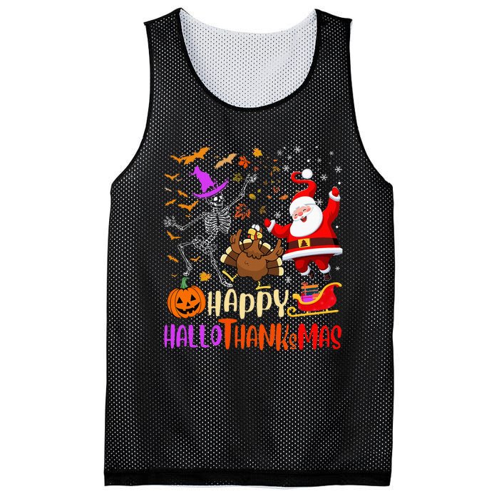 Happy Hallothanksmas Skeleton Pumpkin Turkey Santa Dancing Mesh Reversible Basketball Jersey Tank