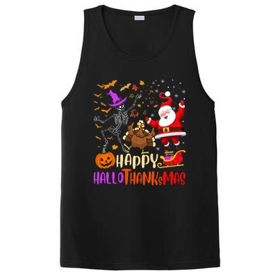 Happy Hallothanksmas Skeleton Pumpkin Turkey Santa Dancing PosiCharge Competitor Tank