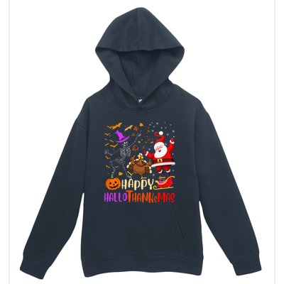 Happy Hallothanksmas Skeleton Pumpkin Turkey Santa Dancing Urban Pullover Hoodie