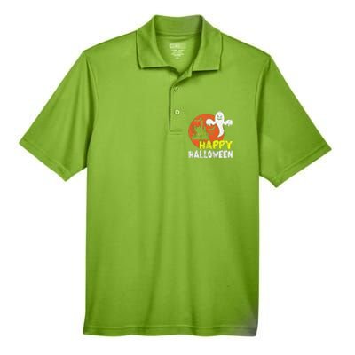 Happy Halloween Spooky Ghost Men's Origin Performance Pique Polo