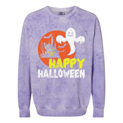 Happy Halloween Spooky Ghost Colorblast Crewneck Sweatshirt