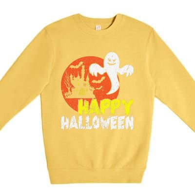 Happy Halloween Spooky Ghost Premium Crewneck Sweatshirt