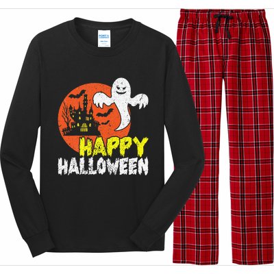 Happy Halloween Spooky Ghost Long Sleeve Pajama Set