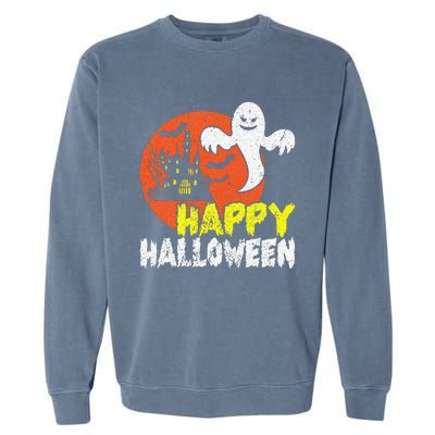 Happy Halloween Spooky Ghost Garment-Dyed Sweatshirt