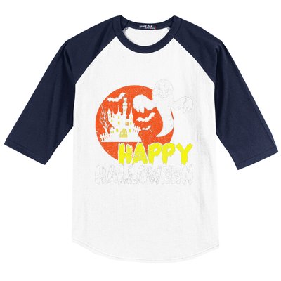 Happy Halloween Spooky Ghost Baseball Sleeve Shirt