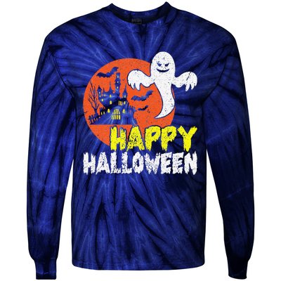 Happy Halloween Spooky Ghost Tie-Dye Long Sleeve Shirt