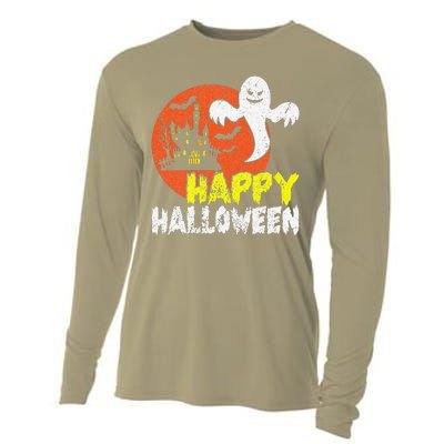 Happy Halloween Spooky Ghost Cooling Performance Long Sleeve Crew