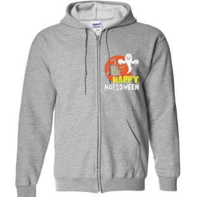 Happy Halloween Spooky Ghost Full Zip Hoodie