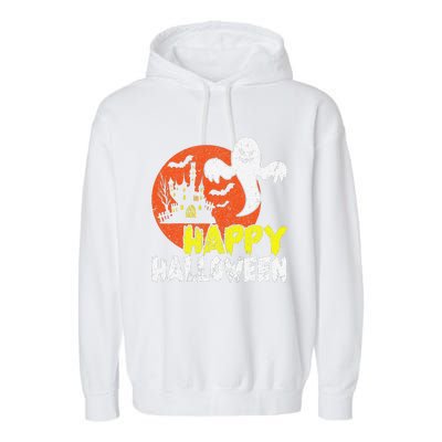 Happy Halloween Spooky Ghost Garment-Dyed Fleece Hoodie