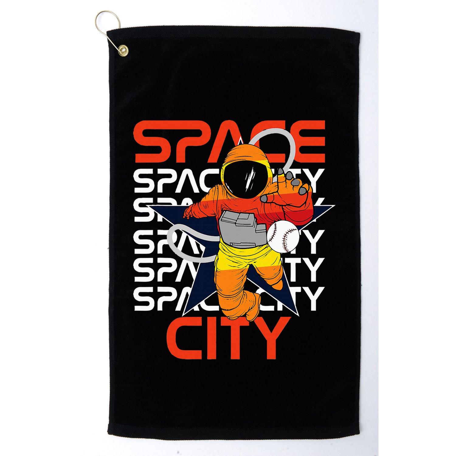 Htown Houston Space City Vintage Baseball Astronaut Golf Towel
