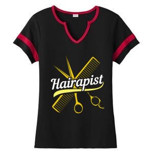 Hairdresser Hairstylist Salon Barber Hairapist Ladies Halftime Notch Neck Tee