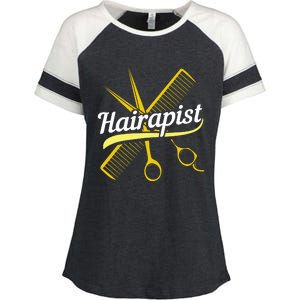 Hairdresser Hairstylist Salon Barber Hairapist Enza Ladies Jersey Colorblock Tee