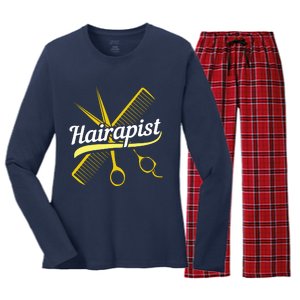 Hairdresser Hairstylist Salon Barber Hairapist Women's Long Sleeve Flannel Pajama Set 