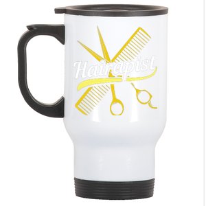 Hairdresser Hairstylist Salon Barber Hairapist Stainless Steel Travel Mug