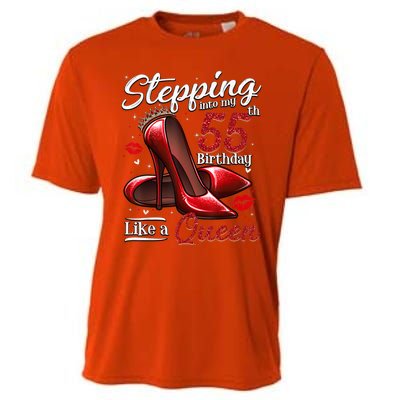 High Heels Stepping Into My 55th Birthday 55 and Fabulous Cooling Performance Crew T-Shirt