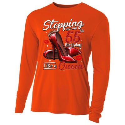 High Heels Stepping Into My 55th Birthday 55 and Fabulous Cooling Performance Long Sleeve Crew