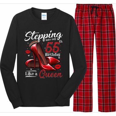 High Heels Stepping Into My 55th Birthday 55 and Fabulous Long Sleeve Pajama Set