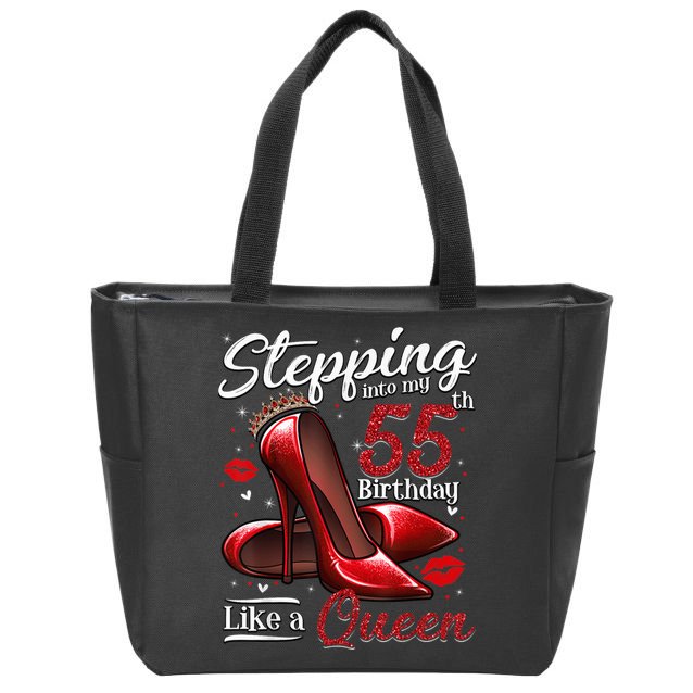 High Heels Stepping Into My 55th Birthday 55 and Fabulous Zip Tote Bag