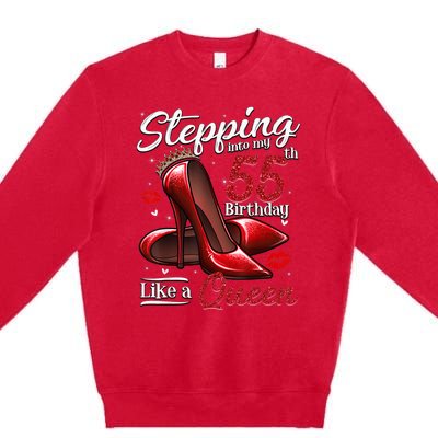 High Heels Stepping Into My 55th Birthday 55 and Fabulous Premium Crewneck Sweatshirt