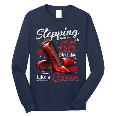 High Heels Stepping Into My 55th Birthday 55 and Fabulous Long Sleeve Shirt