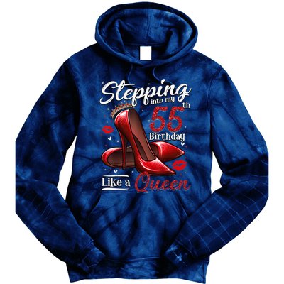 High Heels Stepping Into My 55th Birthday 55 and Fabulous Tie Dye Hoodie