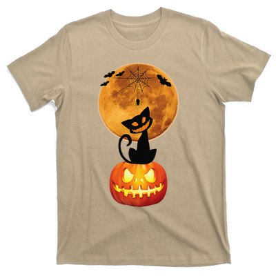 Happy Halloween Spooky Night Cat And Pumpkin T-Shirt