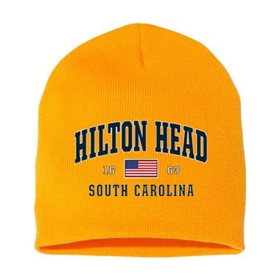 Hilton Head Sc South Carolina Usa Flag Patriotic Short Acrylic Beanie