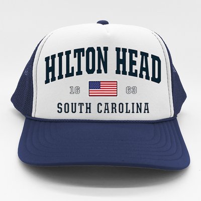 Hilton Head Sc South Carolina Usa Flag Patriotic Trucker Hat