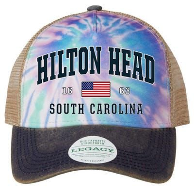 Hilton Head Sc South Carolina Usa Flag Patriotic Legacy Tie Dye Trucker Hat